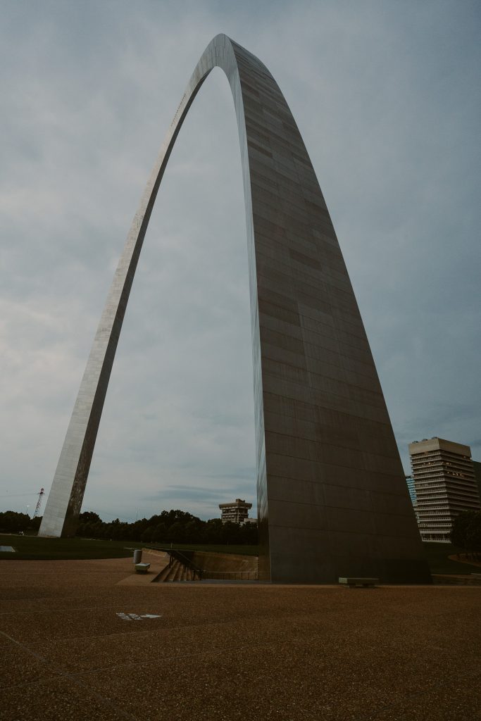 St. Louis Arch detail showcasing its iconic structure and impressive architecture.
