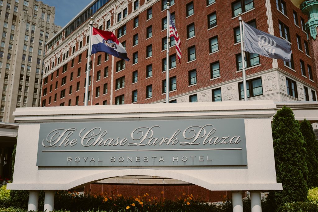 Chase Park Plaza hotel exterior showcasing elegant architecture in St. Louis, Missouri.
